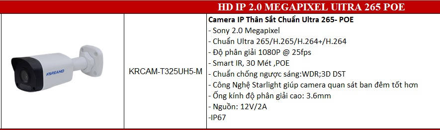 camera ip poe koreahd KRCAM-T325UH5-M